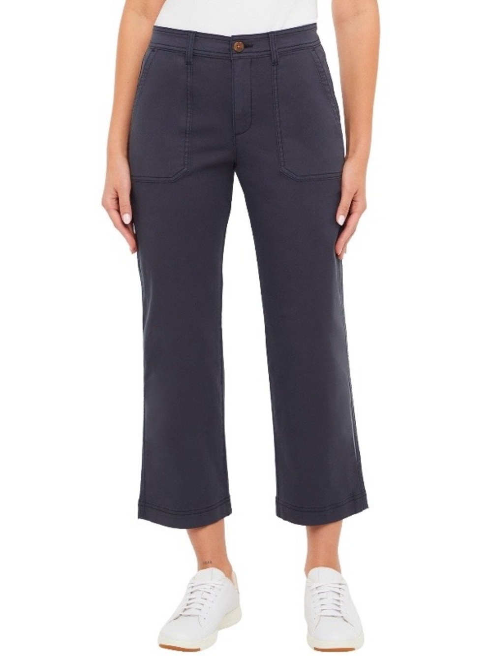 NWT GAP Cotton Ankle Trousers Mid-rise, Straight Leg, Dk Charcoal Size 16